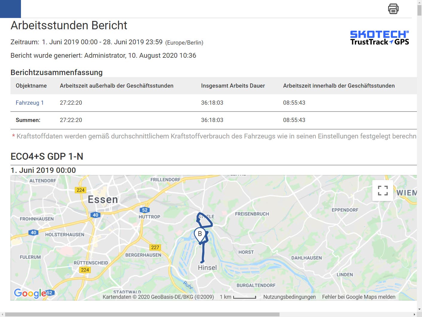 Arbeitsstundenbericht