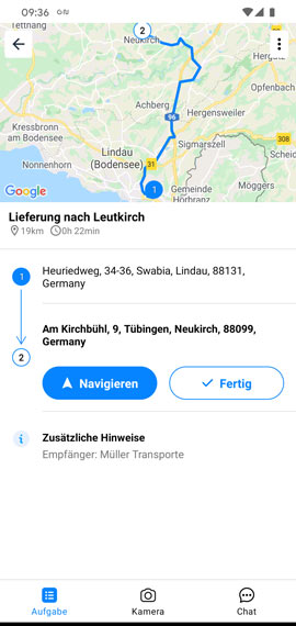 TT2 Routenplaner Lieferung nach Leutkirch